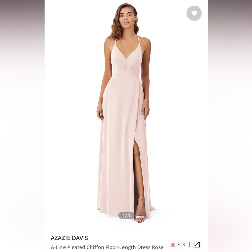 Flowy V-Neck Chiffon Petite Bridesmaid Dress in Rose Petal pink